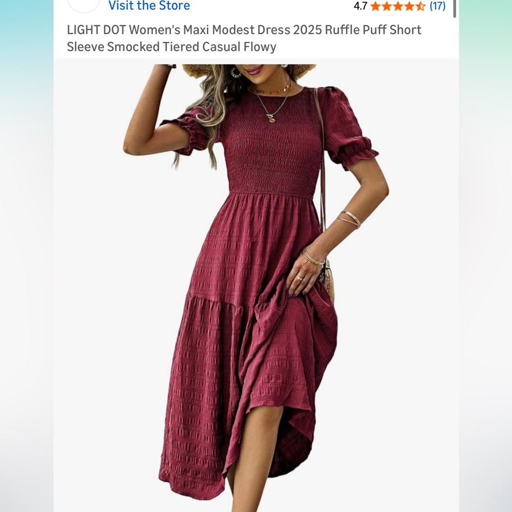 Ruffle Puff Sleeve Maxi Dress in Burgundy